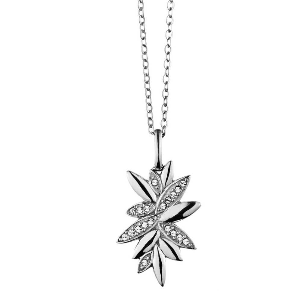 Dyrberg/Kern Nelumba shiny silver flower necklace with clear Swarovski crystals
